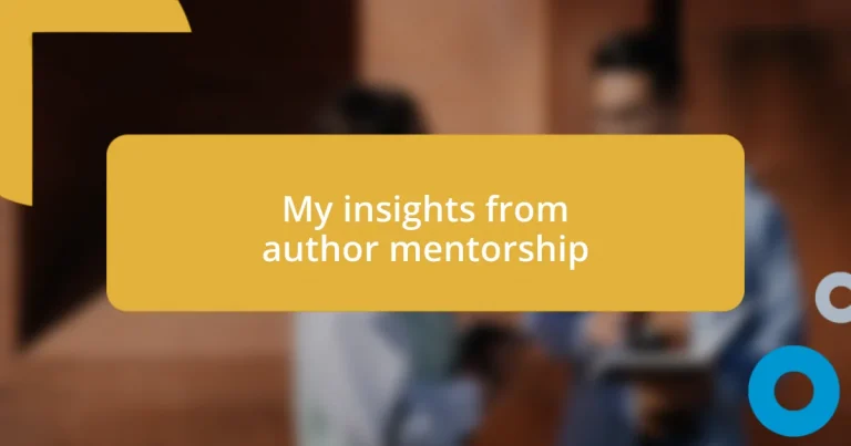 My insights from author mentorship