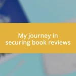 My journey in securing book reviews