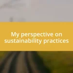 My perspective on sustainability practices