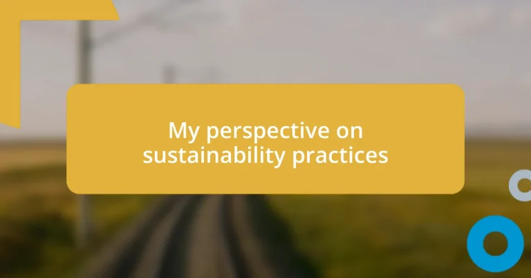 My perspective on sustainability practices