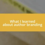 What I learned about author branding