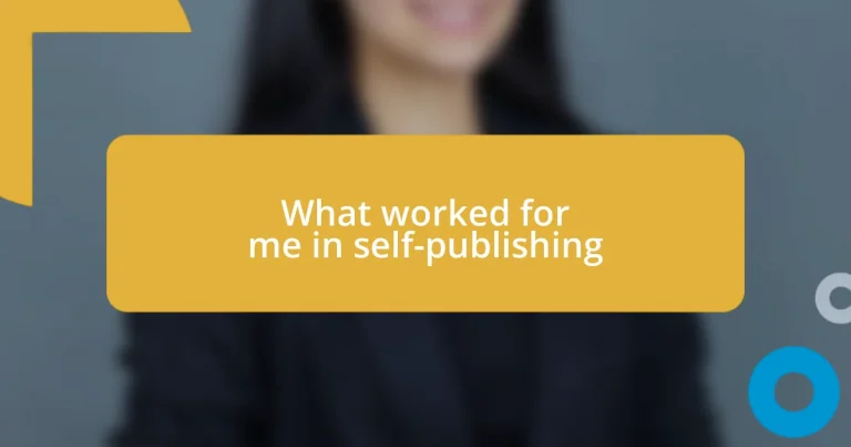 What worked for me in self-publishing